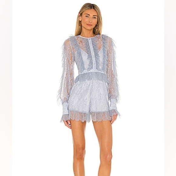 Alice McCall NWOT Love My Way Lace Romper in Pebble Blue size 2 - Picture 4 of 16